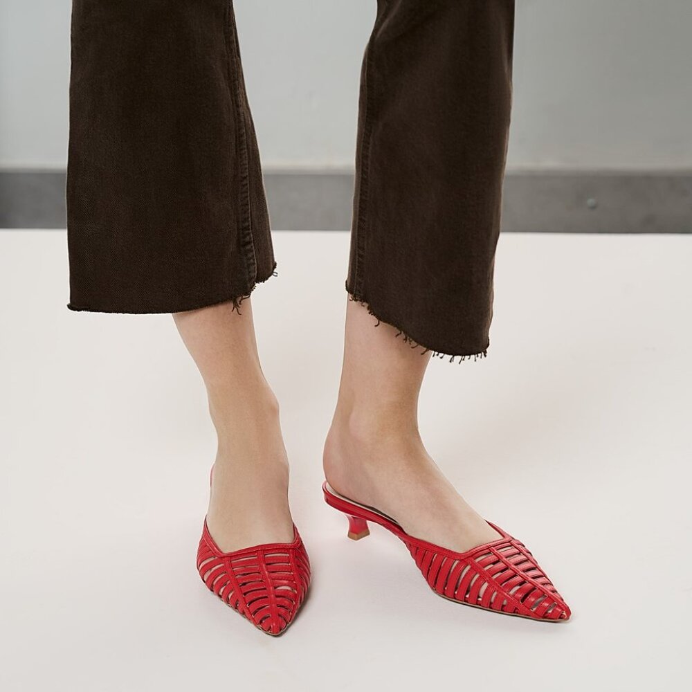 NEW Franco Sarto Franco Marlina Mule in Vintage Red Faux Leather
